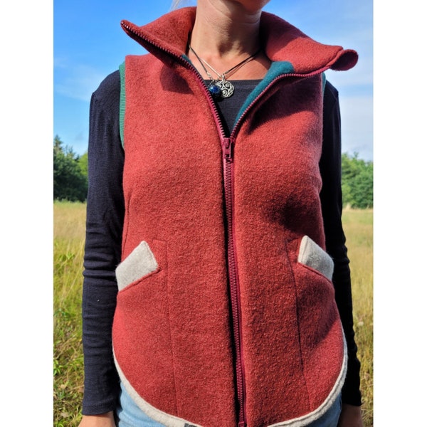 Walk Weste für Damen gefüttert mit Wollfleece Gr. 34 bis 54, verschiedene Farben möglich, Weste aus Walk und Wollfleece