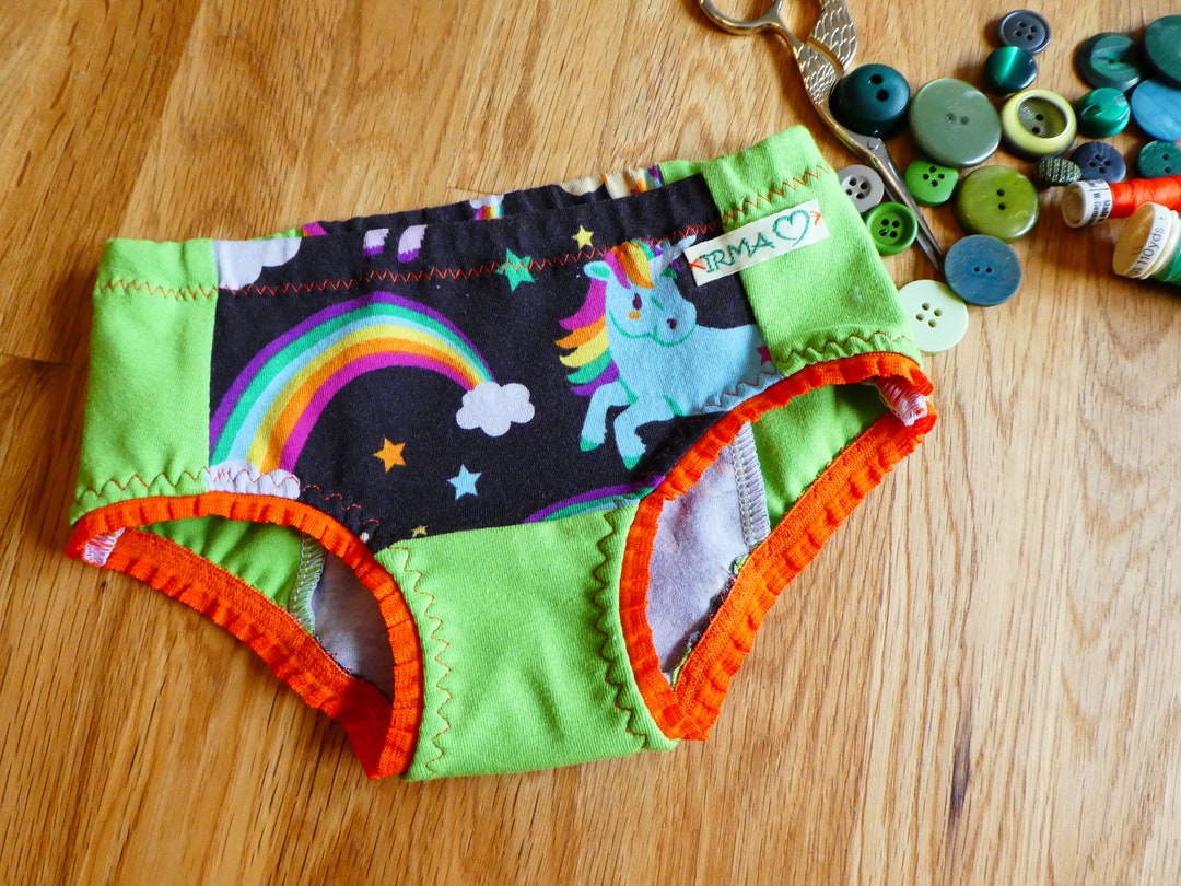 Slip für Mädchen mit Einhorn grün Unterhose Einzelstück