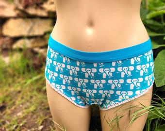 Elephant ladies briefs, turquoise underpants, panty size 38, single item
