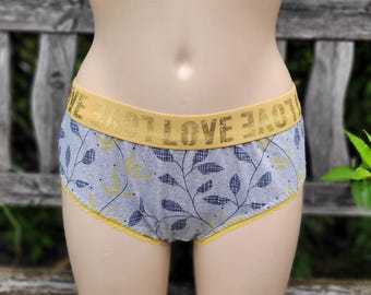 Floral vine briefs for women size 42, single piece, women's underpants grey/yellow