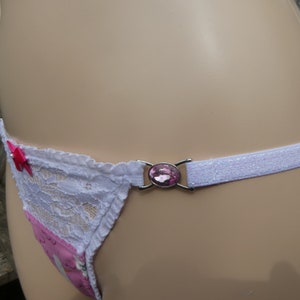 Sexy Stringtanga ribbon string pink with lace size 36, single piece, women's thong with seagull, extraordinary underwear image 5