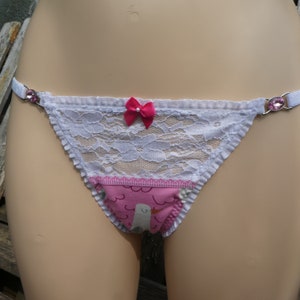 Sexy Stringtanga ribbon string pink with lace size 36, single piece, women's thong with seagull, extraordinary underwear image 7