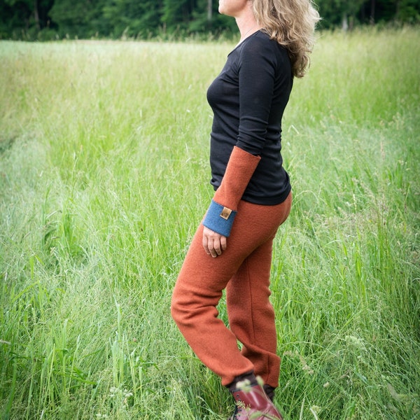 Walkhose für Damen Wollhose Überziehhose Outdoorhose 18 Farben, mit Wollbündchen Bündchenfarbe wählbar  Gr.XS bis XXL