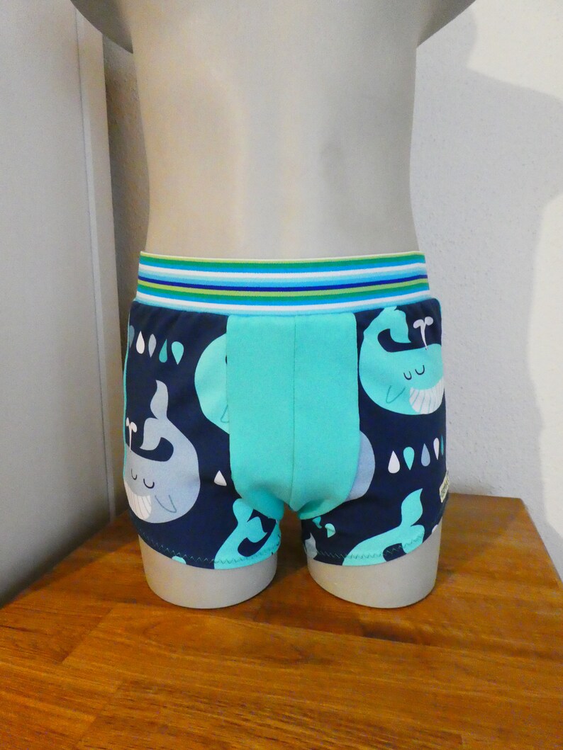 Boxer short underpants for boys whale fish blue from size 8692-146152 can be ordered
