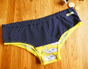 Slip Panty für Damen Gr.34 Einzelstück Schwäne Punkte Dots