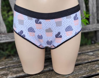 Cactus briefs for women, dotted women's underpants with cacti, size 32-48