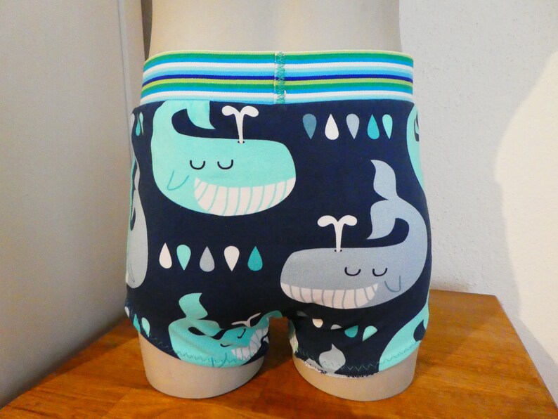 Boxer short underpants for boys whale fish blue from size 8692-146152 can be ordered