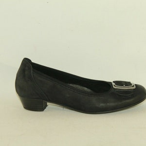 Vintage   Black Leather GABOR Slip On Low Heel Round Toe Court Casual Shoes Size 3 / 36