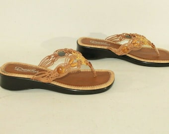 Vintage Blown DOSIKA COLLECTION Slip On Toe post Flip Flop Summer Slippers Size 5 / 38