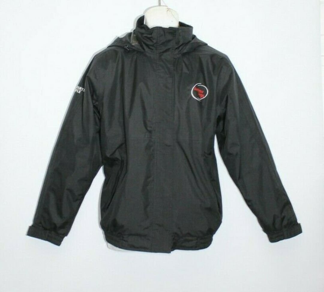 Vintage Men's Black Fabric Zip RESULT Hooded Hip Length Vintage Men's Black Fabric Zip RESULT Hooded Hip Length