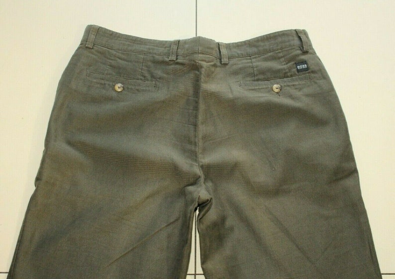 Vintage Men/'s Khaki Cotton HUGO BOSS Zip Tapered Casual Jeans Trousers Size 44 54 L 33
