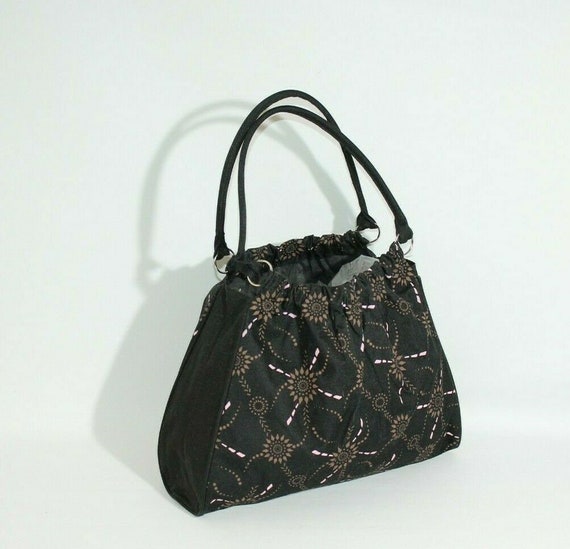 Vintage Women's Black Floral Canvas MARIE CLAIRE … - image 1