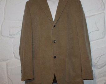 Vintage Beige Corduroy CINQUE Button Hip Length Tailored Fit Casual Jacket Blazer Sz 54
