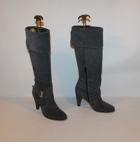 grey suede knee high boots uk
