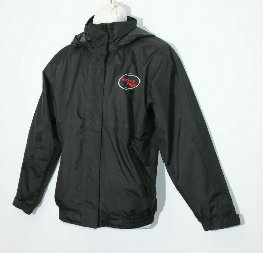 Vintage Men's Black Fabric Zip RESULT Hooded Hip Length