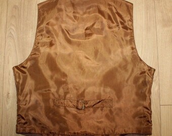 Button Fitted Riding Western Waistcoat Size L Vintage Beige Suede & Other MILLER CO