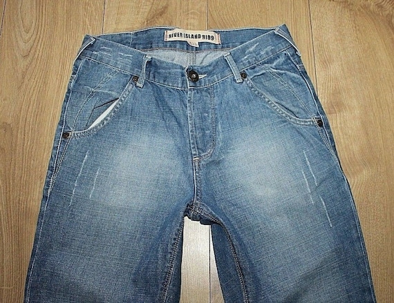 Jean River Island Femme Bleu Délavé Vieilli - Taille 10 - Occasion Très Bon état
