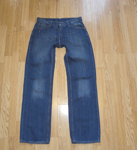 Vintage VTG Blue Denim LEVI'S 604 Zip Distressed Straight Leg