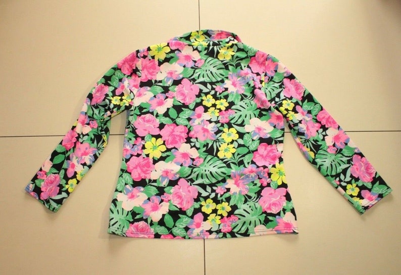 Vintage Colorful Floral ZUPPE Button Fitted Stretch Party Casual Jacket Blazer Sz 14 42