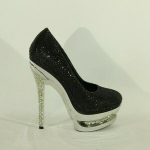 Vintage mujer negro brillo serpiente efecto look cuero BELLE BEAUX