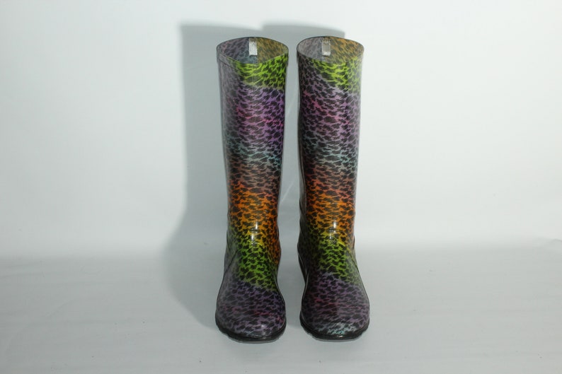 Girl's Colorful Ruber YD Pull On Mid Calf Round Toe Casual Walking Wellington Boots Size 2 / 35 image 2