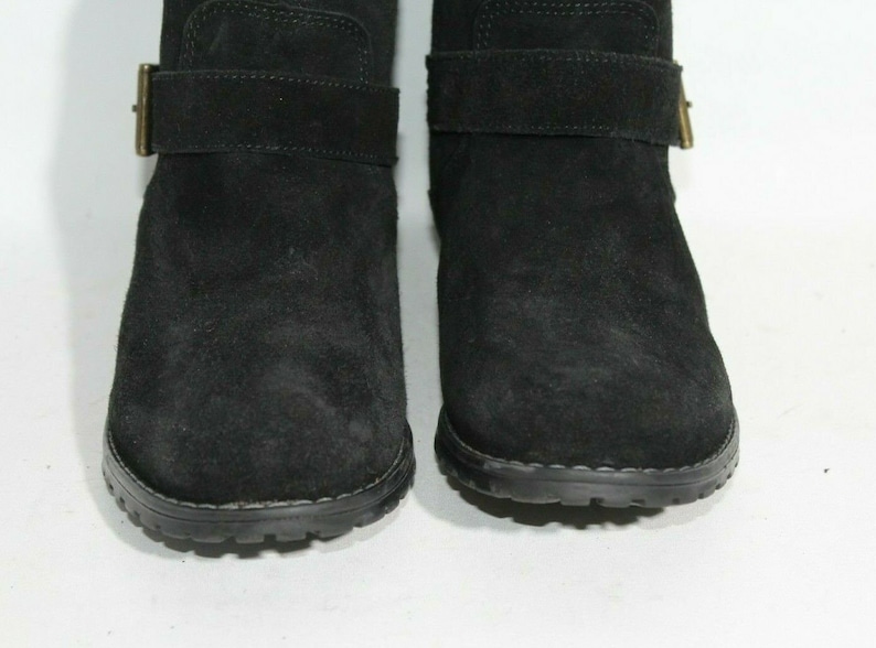 Vintage Women's Black Suede CASUAL BY GEMO Zip Round Toe Casual Ankle Boots Size 5 / 38 image 4