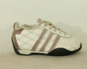 Vintage Infant Unisex White Leather ADIDAS Lace Up Casual Trainers Shoes Size 4 / 20