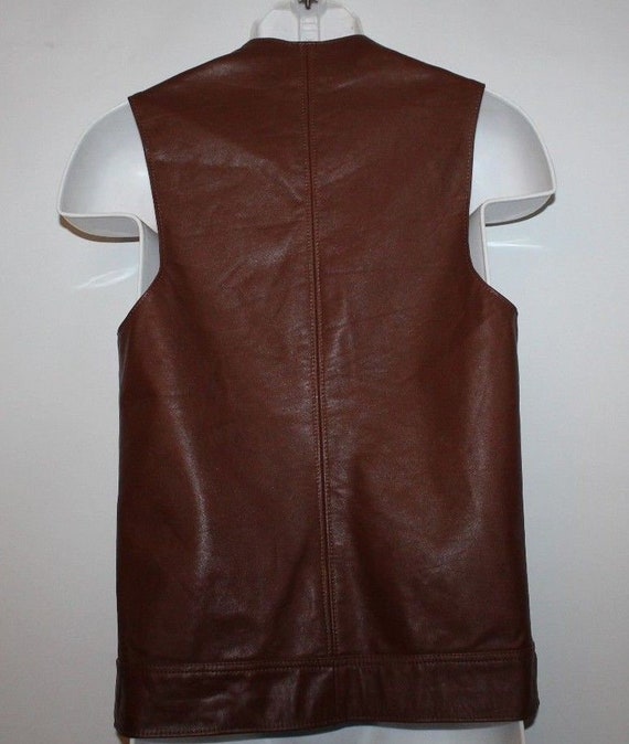 Vintage Men's  Brown Leather Button Hip Length Ri… - image 3