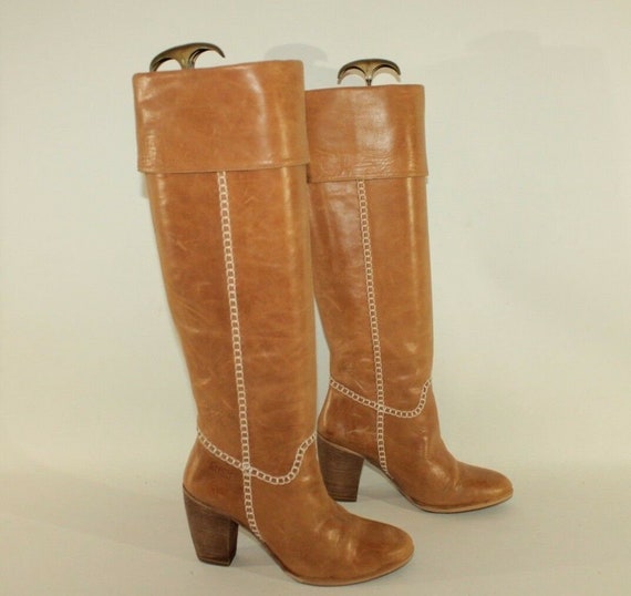 tan leather knee high boots uk
