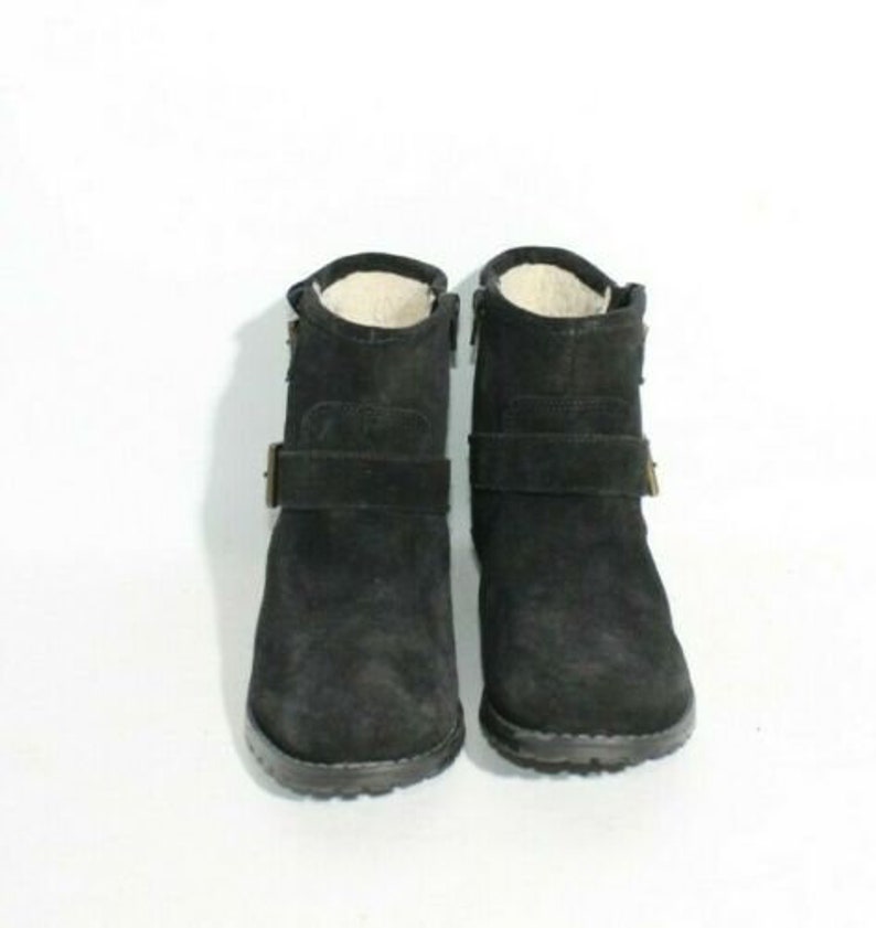 Vintage Women's Black Suede CASUAL BY GEMO Zip Round Toe Casual Ankle Boots Size 5 / 38 image 2