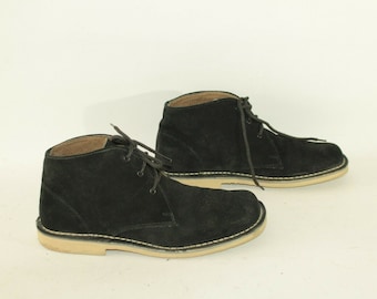 Vintage Black Suede COTTON TRADERS Lace Up Chukka Desert Chelsea Ankle Shoes Size 8 / 42