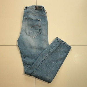 Vintage Men&#39;s Blue Denim G-STAR RAW Zip Twisted Ripped Repaired Casual Jeans W 27 L 29