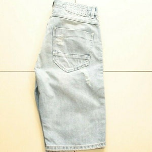 Vintage Blue Denim RIVER ISLAND Button Ripped Casual Men&#39;s Long Shorts Size 30 L 12