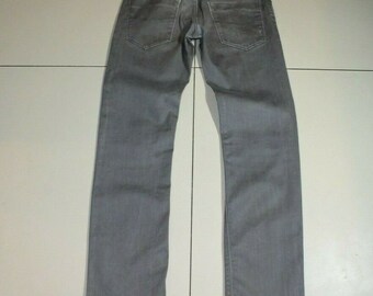 Vintage Men's Grey Denim ZARA MAN Zip Straight Slim Stretch