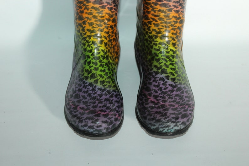 Girl's Colorful Ruber YD Pull On Mid Calf Round Toe Casual Walking Wellington Boots Size 2 / 35 image 3