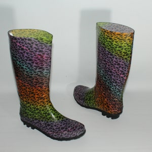 Girl's Colorful Ruber YD Pull On Mid Calf Round Toe Casual Walking Wellington Boots Size 2 / 35 image 4