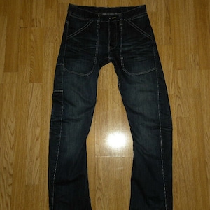 Vintage Superb Vtg Blue Denim NEXT Button Twisted Stonewashed Jeans Size W 30 L 31 Boho