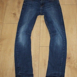 Vintage Blue Denim RIVER ISLAND Zip Twisted Skinny Stonewashed Jeans Size 12 Yrs L 28