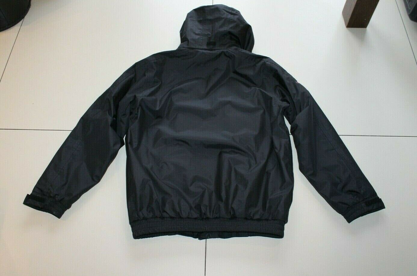 Vintage Men's Black Fabric Zip RESULT Hooded Hip Length Vintage Men's Black Fabric Zip RESULT Hooded Hip Length