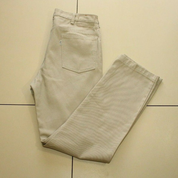 Vintage Ivory Denim LEVI'S Zip Tapered Cowboy Summer Men's Trousers Jeans W 32 L 29