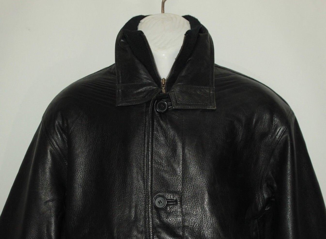 Vintage 80S Black Leather C L Zip Button Hip Length Casual