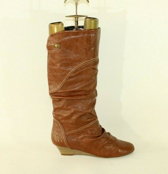 wedge heel leather boots