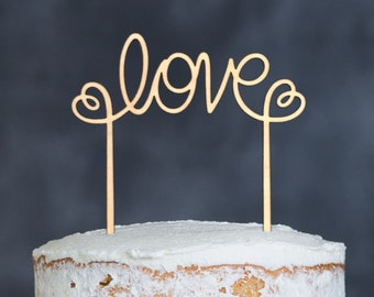 Love cake topper, Valentines Day Cake Decoration, Wedding cake topper, rustic cake topper, engagement topper