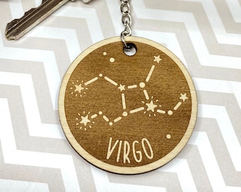 Personalized Virgo keychain, astronomy car keyring, zodiac keychain, horoscope car keyring, #130