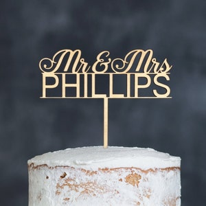 Mr and Mrs cake topper, personalization, custom wedding cake topper, Customize, last name, rustic cake topper, rustic wedding decorations image 1