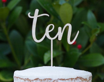 10 cake topper, ten cake topper, 10th birthday, wooden cake topper