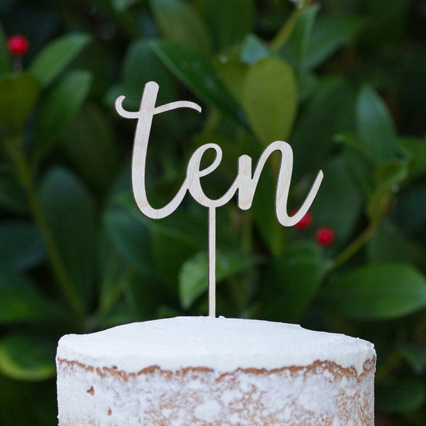 10 cake topper, ten cake topper, 10th birthday, wooden cake topper