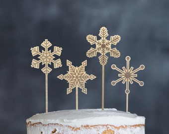 Snowflake cake toppers, Christmas cake toppers, Holiday party decorations, Frozen