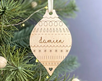 Personalised Wooden Christmas Tree Decoration, Vintage Style Tree Ornament, Gifts under 20, #120, #121