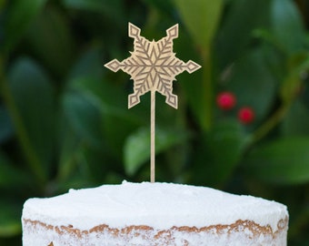 Snowflake cake topper, Holiday cake decoration, Centerpiece, Cake topper, winter theme